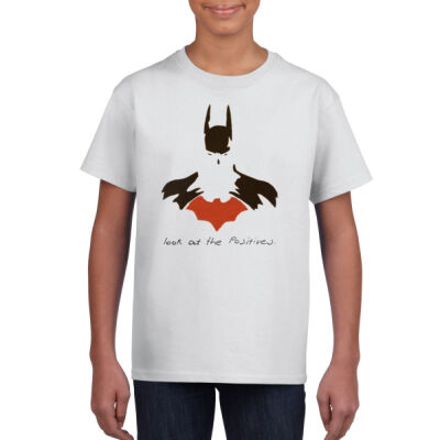 Isaac's Posititive Batman - Kids White/Gray Tee Thumbnail